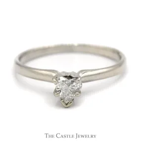 1/2ct Heart Cut Diamond Solitaire Engagement Ring in 14k White Gold