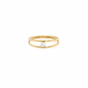 14k Prong Diamond Double Band Ring