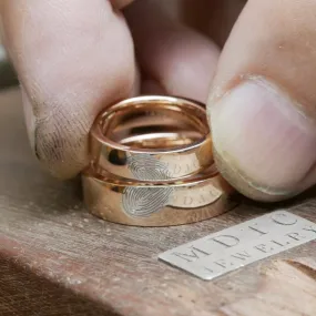 18K Rose Gold Fingerprint Wedding Bands