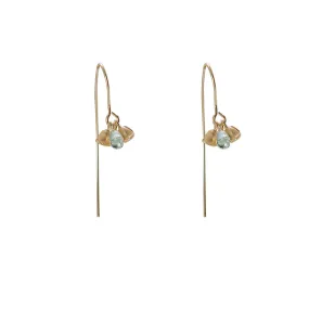 3 little flowers Gold Sterling Silver Earrings