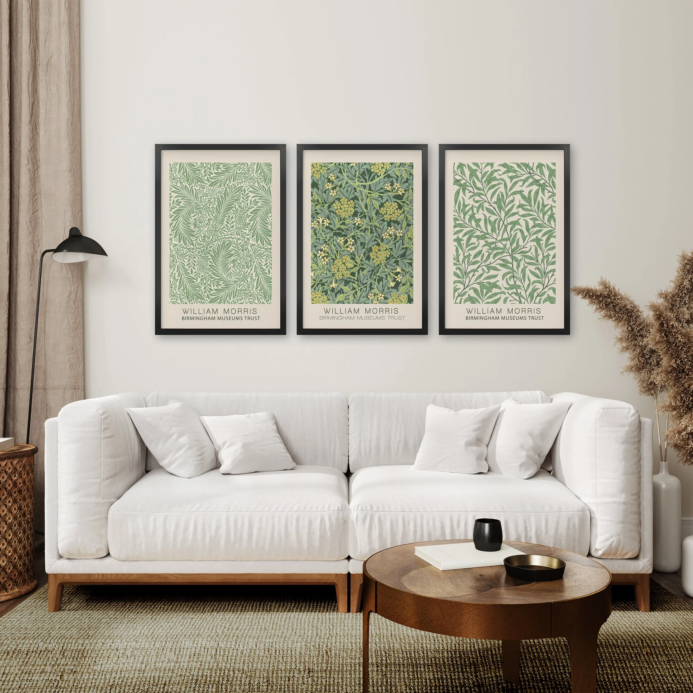 3 Piece William Morris Wall Art Set. Greenery Exhibition Style