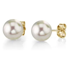 8 Mm Pearl 14K Gold 316L Stainless Steel Stud Earring