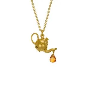 Alex Monroe Teapot Necklace with Citrine Drop