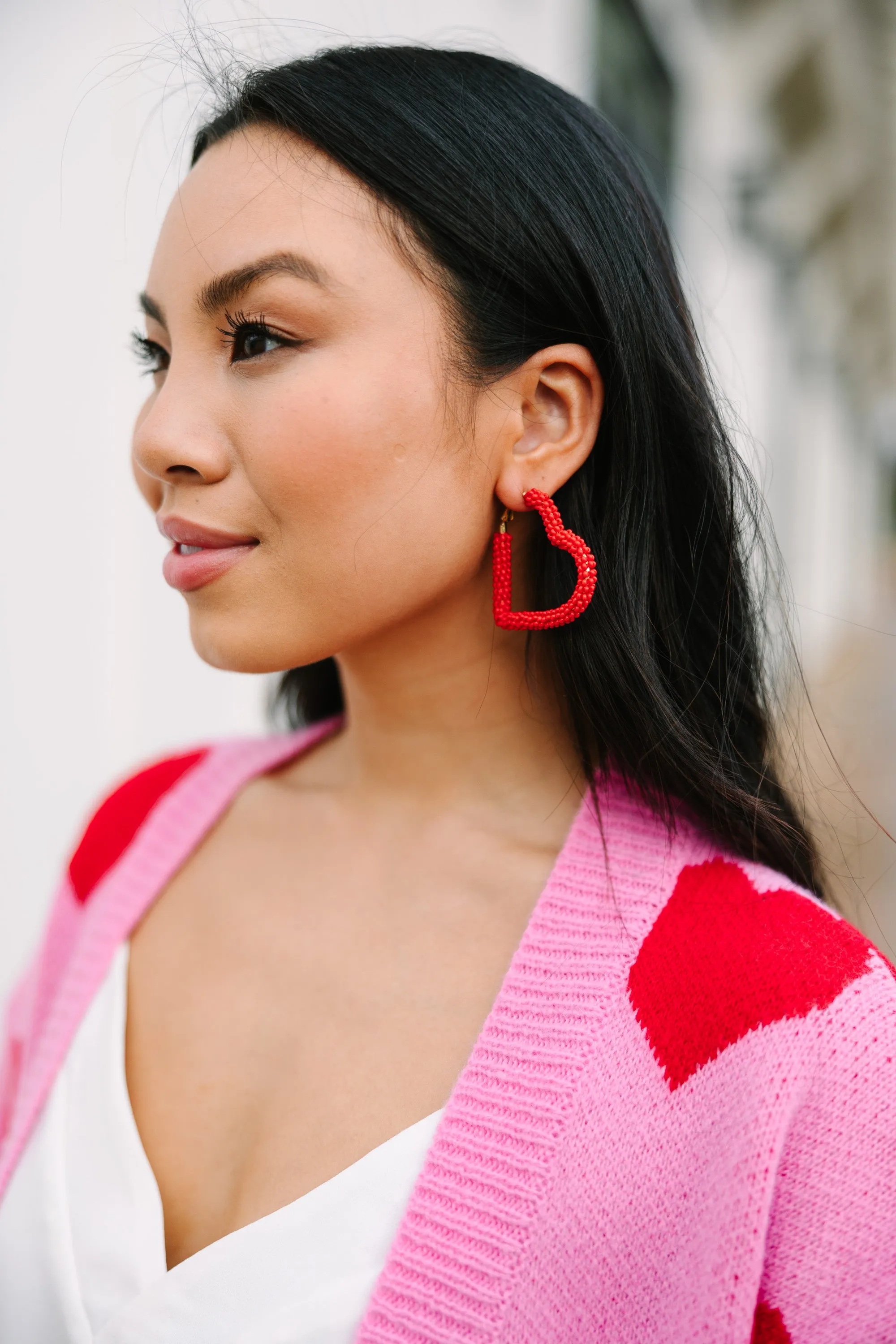 All My Heart Red Beaded Earrings