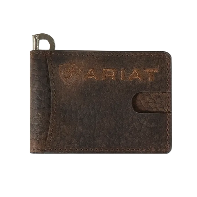 Ariat Bullhide Brown Embroidered Money Clip Wallet A3554602