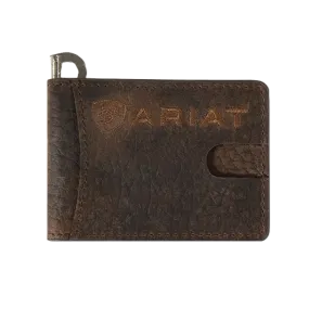 Ariat Bullhide Brown Embroidered Money Clip Wallet A3554602