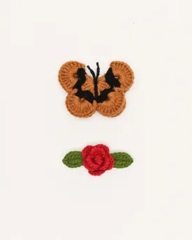 Butterfly Garden Crochet Hair Clips - Red