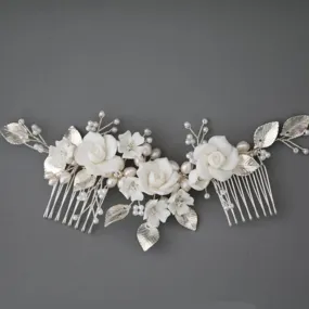 C214. Rose hair comb for bride.