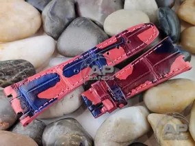 Capolavoro Camo Red Blue Alligator Leather Strap For Audemars Piguet Royal Oak 39mm 41mm 15400 26300