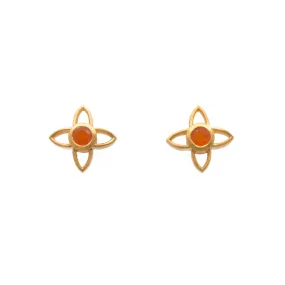 Carnelian Joy Flower Earrings 15mm Post 24K Gold Vermeil