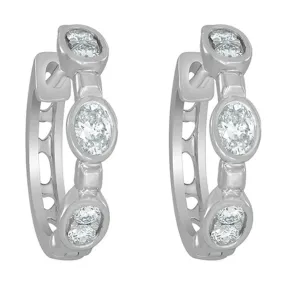 Classic White Gold Diamond Huggie Earrings, 0.375 cttw