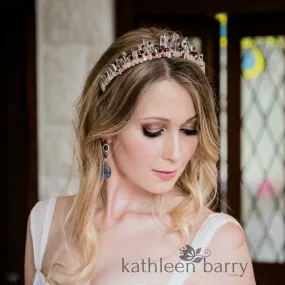 Crystal quartz bridal crown with rose gold, gold or silver wirework - Added crystal detailing