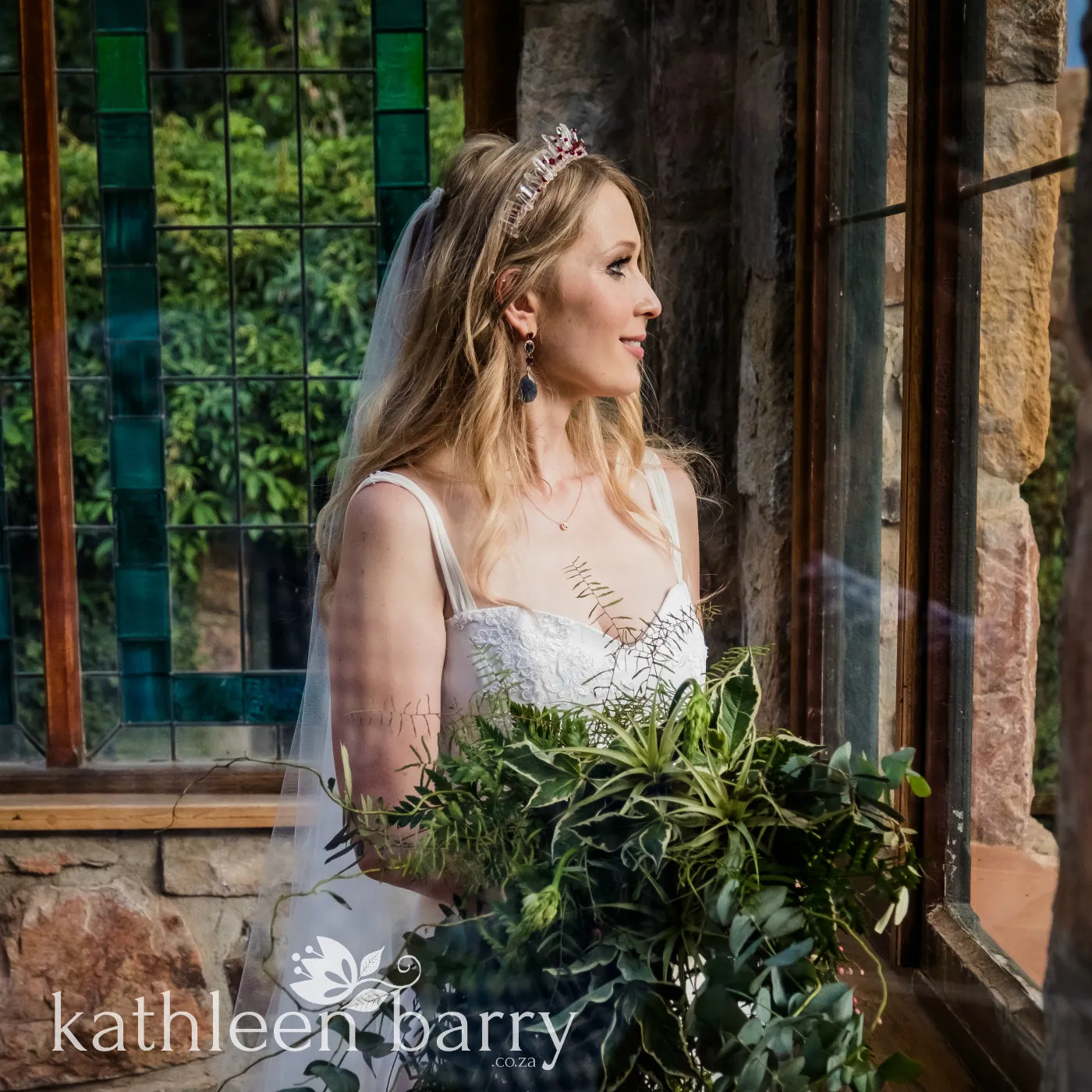 Crystal quartz bridal crown with rose gold, gold or silver wirework - Added crystal detailing