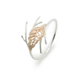 Curved Leaf on Branch Rose Gold Sterling Sliver Bangle