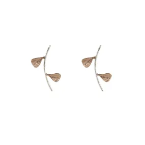 Cutout Flower branch Rose Gold Sterling Silver Earrings