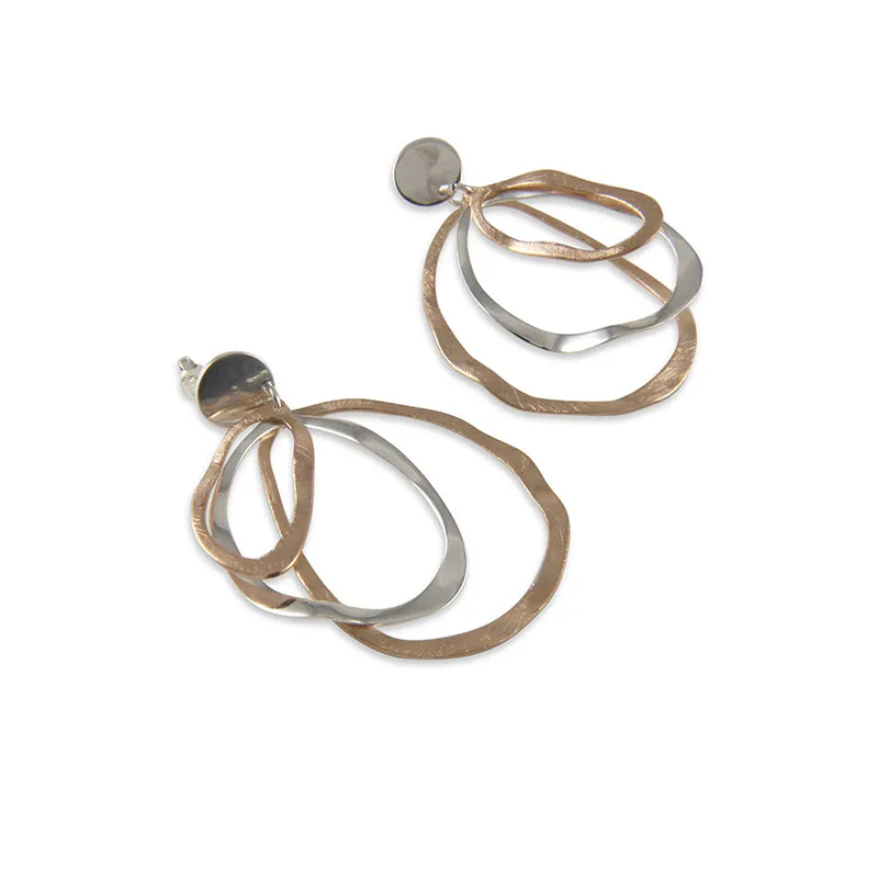 Cutout irregular circle shape Rose Gold Sterling Silver Earrings