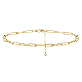 Dainty 14k Gold Adjustable Ankle Bracelets- Paperclip