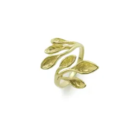 Flower Heart Branches Gold Sterling Sliver Ring