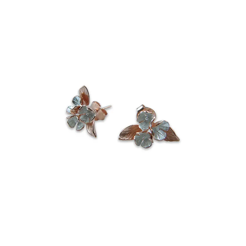 Flower Pedal and the leaf Rose Gold Sterling Silver Earrings