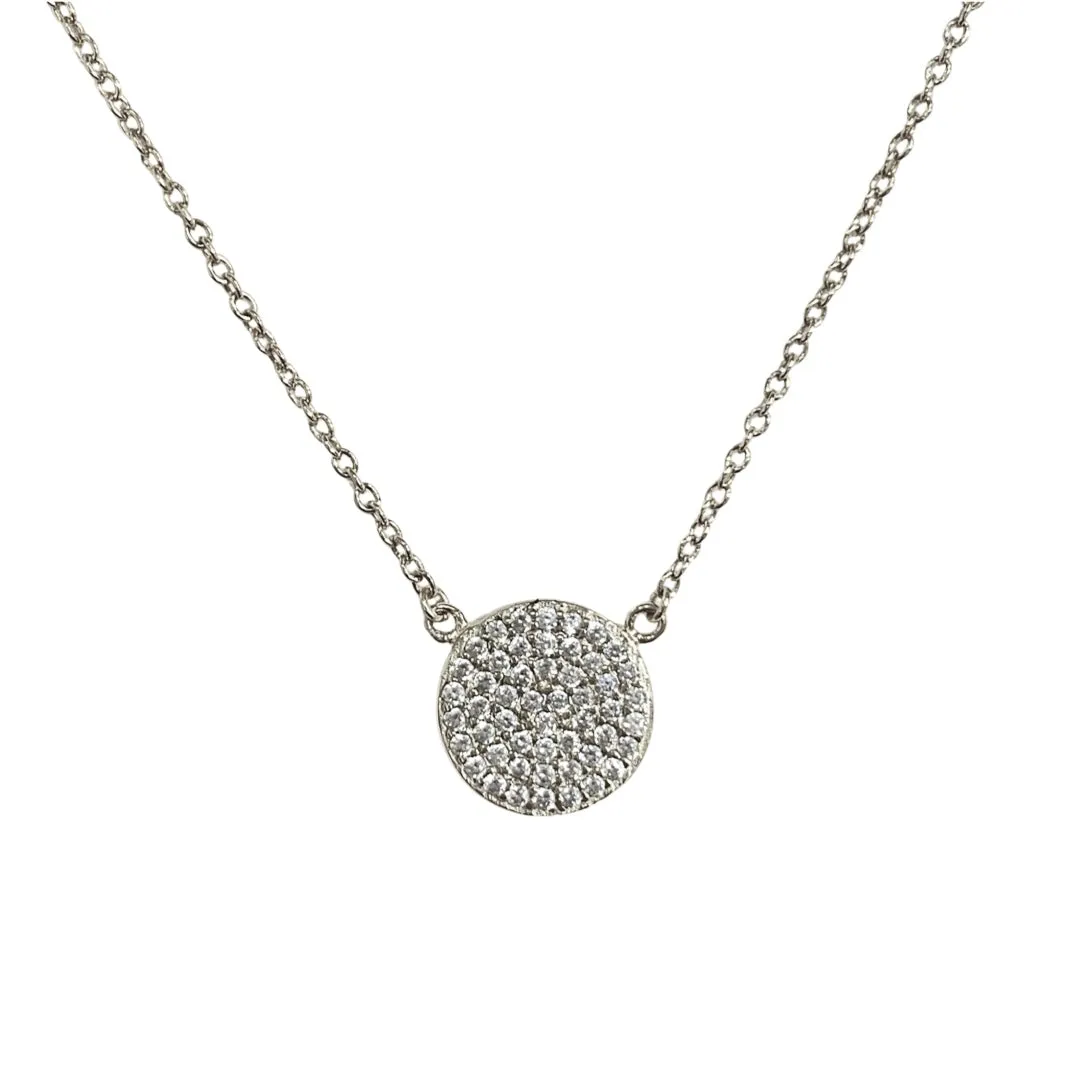 Geovana Circle Disc Sparkle Necklace