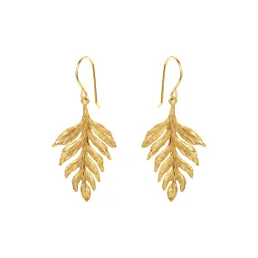 Gold Fern Drop Earrings