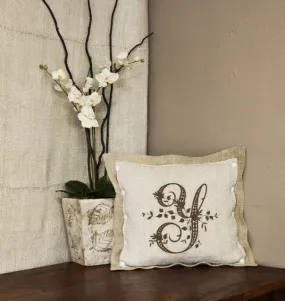 Hand-Loomed Linen Y Monogramed Pillow Cover