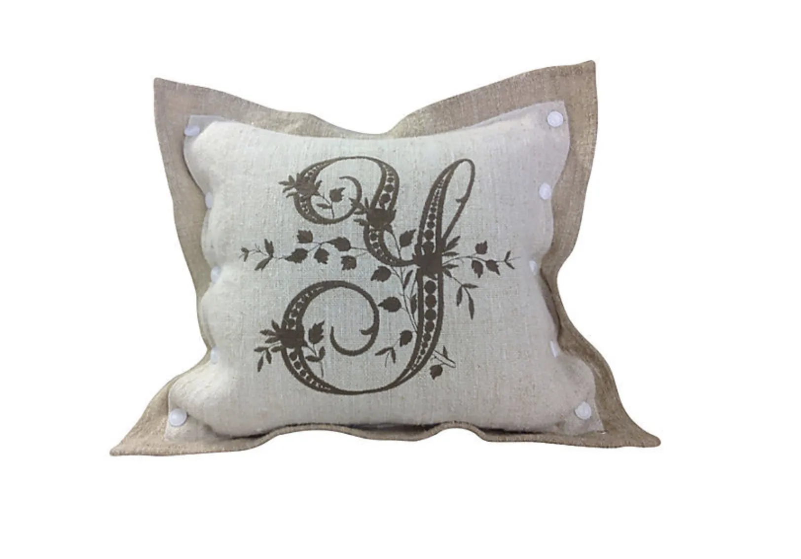 Hand-Loomed Linen Y Monogramed Pillow Cover