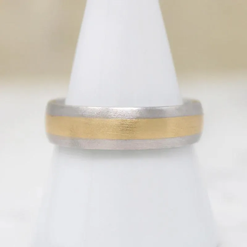 Handsome Two-Tone Recycled Gold Wedding Band