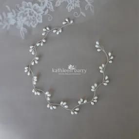 Libby hair wreath headband simple pearl drops available in silver, gold and rose gold