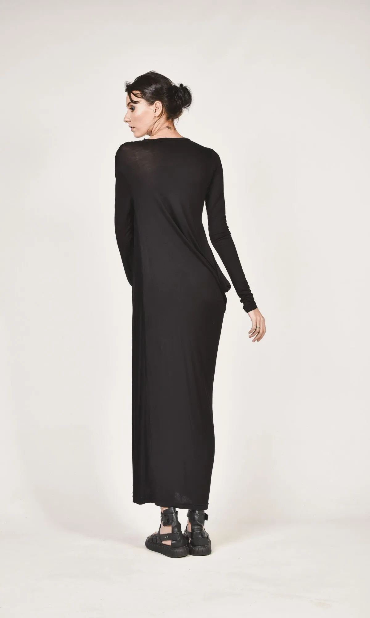 Long Asymmetric Draped Dress