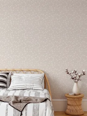 'Lulu In Neutral' - Vintage White and Cream Leaf Removable Wallpaper