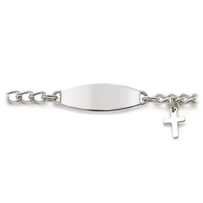 My First ID Bracelet with Plaque and Cross Charm Silver & Gold Tone