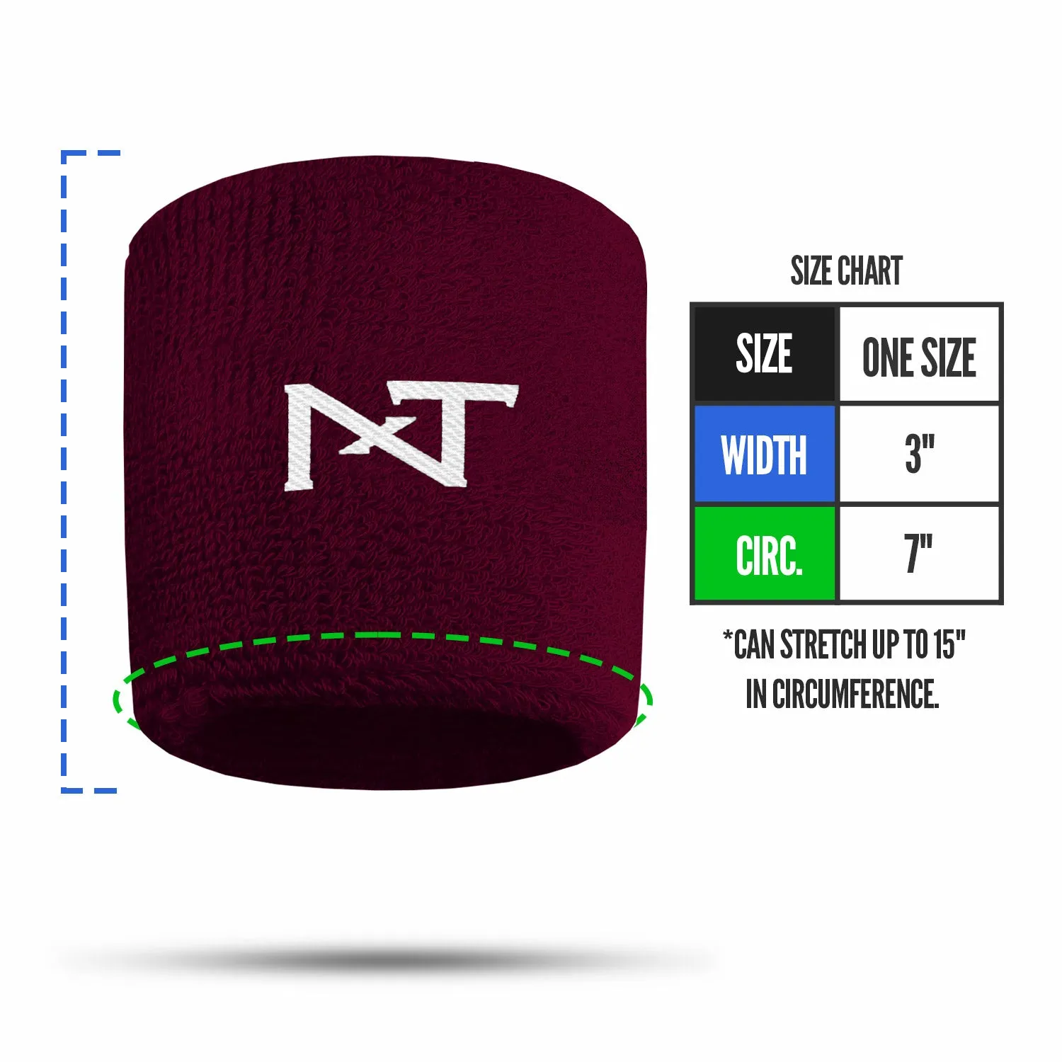 NXTRND Wrist Bands Maroon (1 Pair)