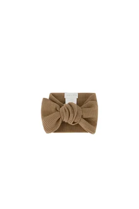 Organic Cotton Fine Rib Headband - Caramel