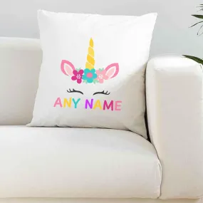 Personalised Unicorn White Silky Cushion Cover