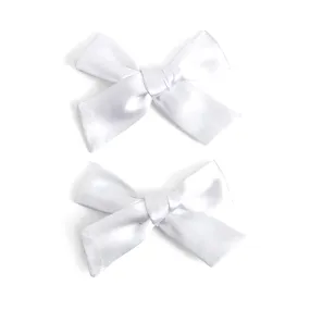 Pigtail Bows - White Satin