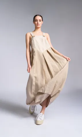 Pleated Linen Pinafore Dress