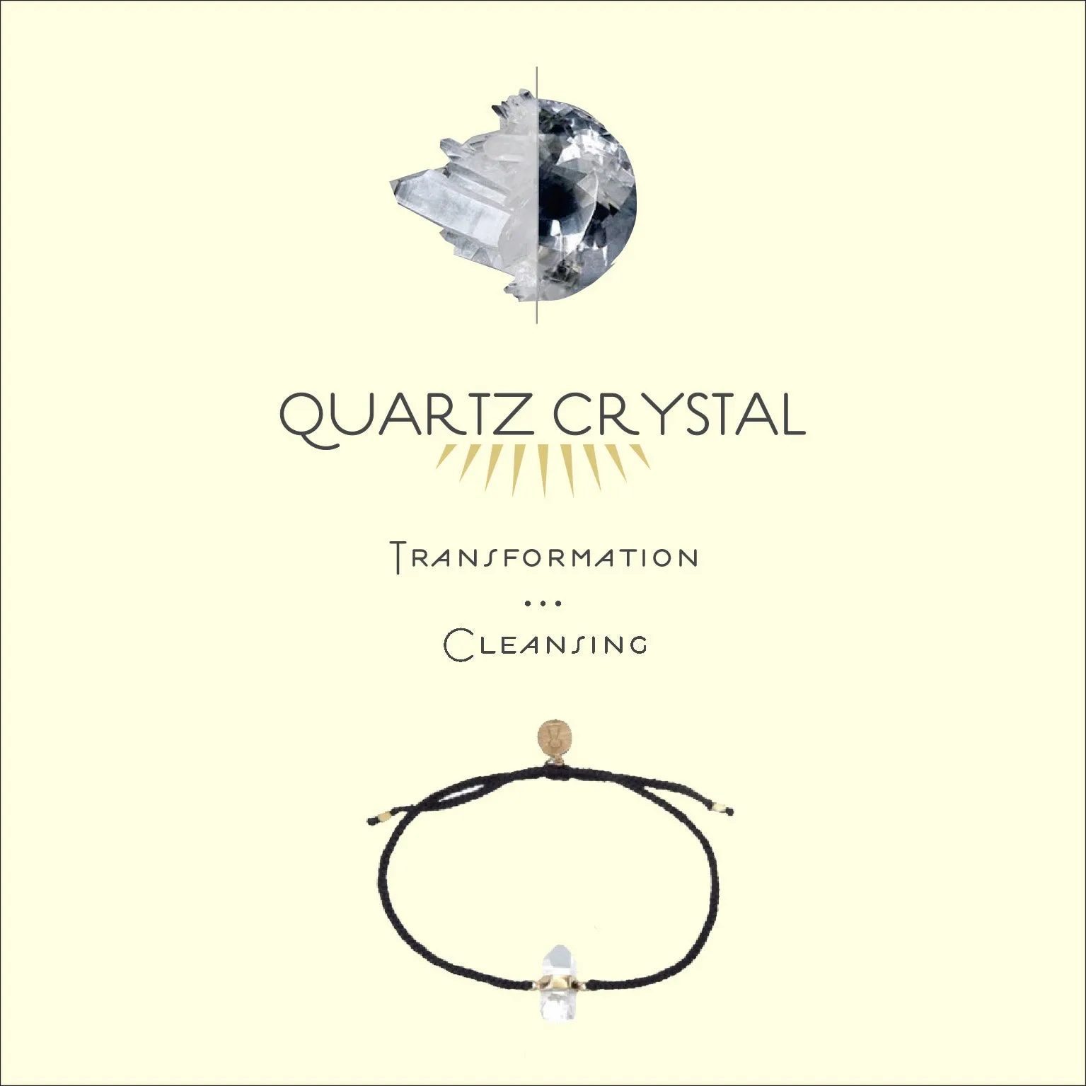 QUARTZ CRYSTAL BRACELET- BLACK - GOLD