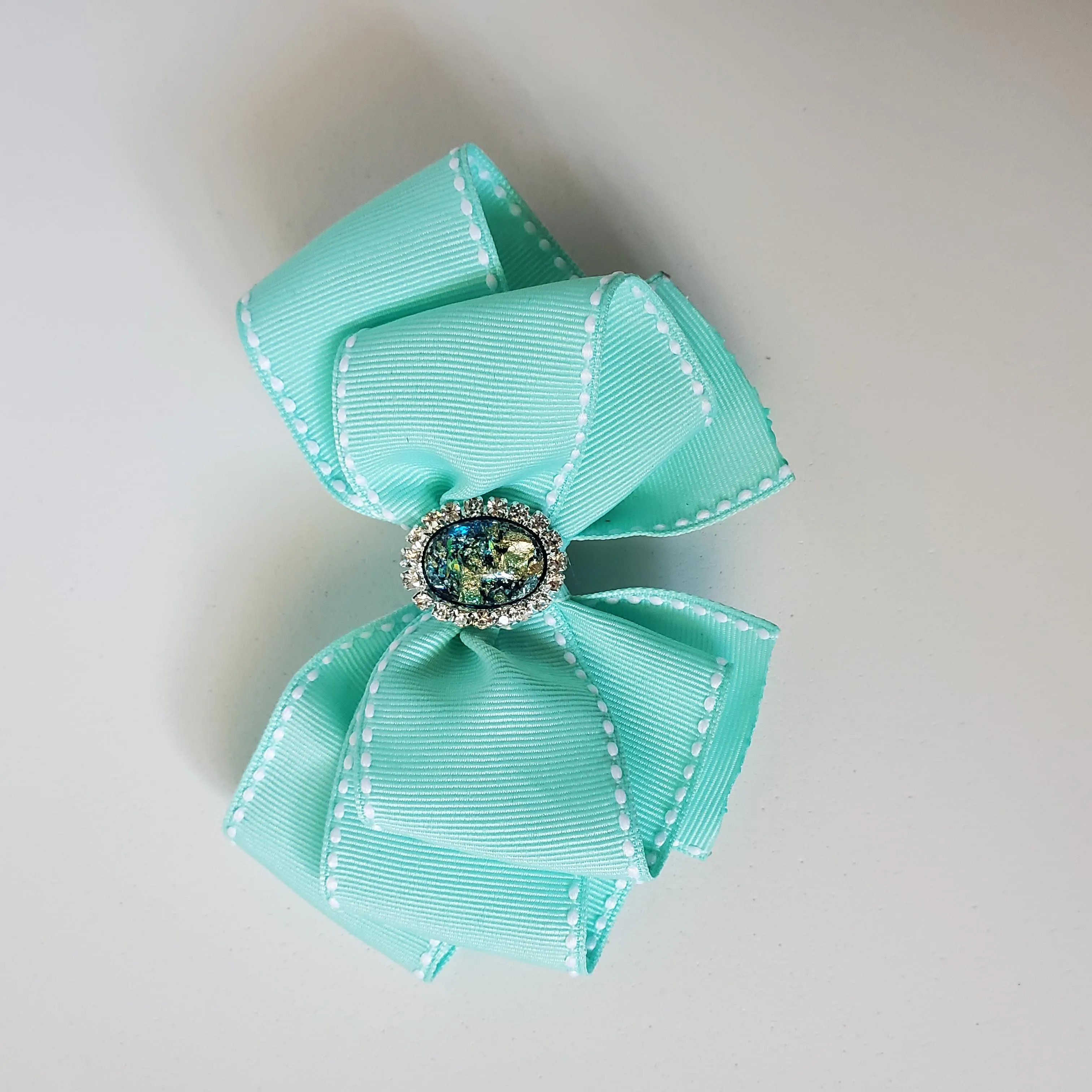 Ribbon Hair Bow with Diamond center