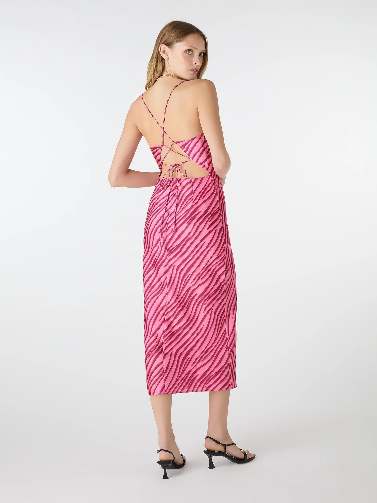 Riviera Midi Dress in Pink Zebra