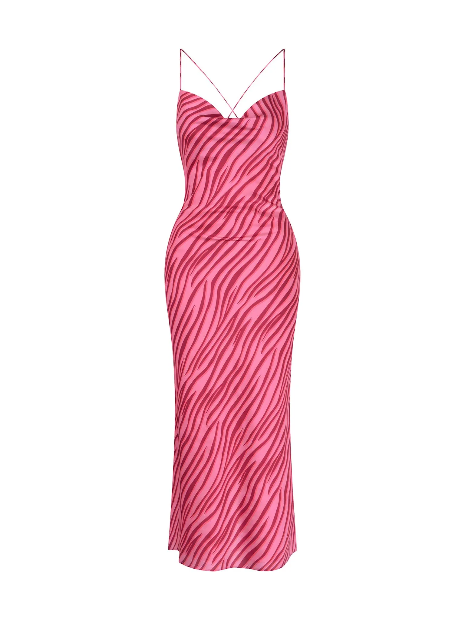 Riviera Midi Dress in Pink Zebra