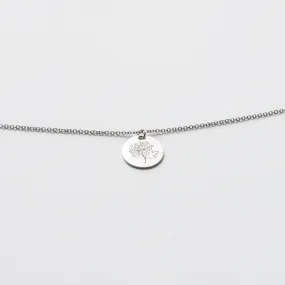 Sterling Silver Pendant Chain Necklace, Floral - Polished 11.95mm