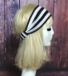 Striped Black White Knit Headband