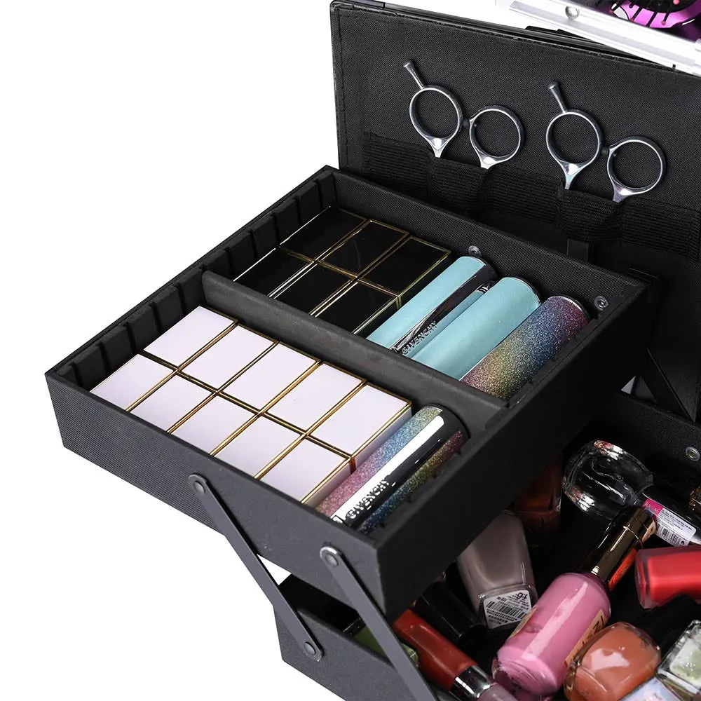 TheLAShop Rolling Hairstylist Salon Makeup Barber Case Black