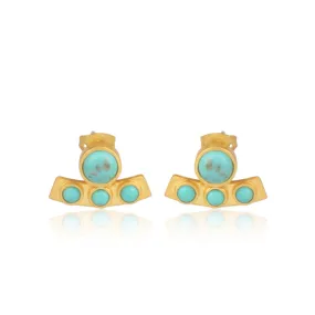 Turquoise Curved Bar Stud Earrings