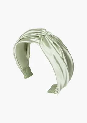 Twist Headband in Silk Satin -- Pistachio